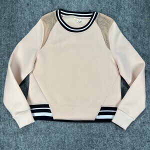 C&C California Womens Pink Mesh Sweatshirt Large Black White Trim Fall Pullover